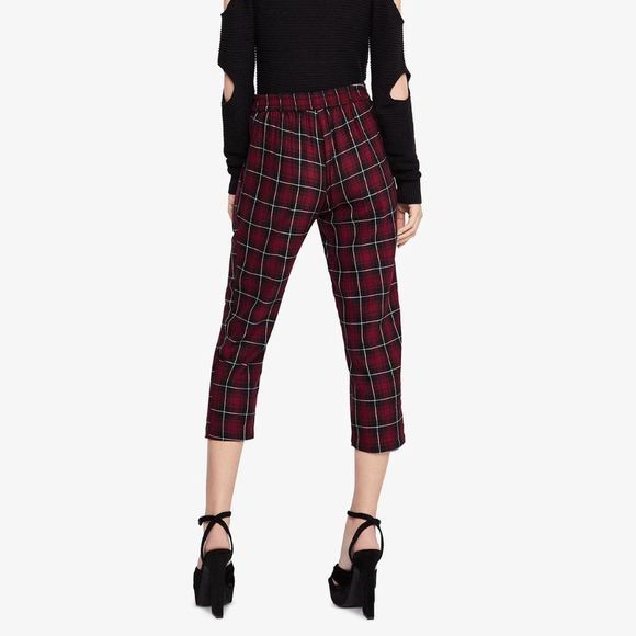 BCBGeneration Cropped Plaid Pants Pull On Tie - Picture 4 of 9